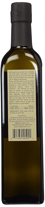 Olio Santo California Extra Virgin Olive Oil - Cold Press 500ml (16.9 oz)