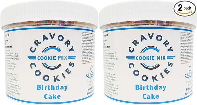 The Cravory: Bake Your Own Cravory Birthday Cake Cookie Mix - 2 Jars - Makes up to 14 (2oz.) Homemade Gourmet Cookies per Jar - Mix Bake and Serve as a Homemade Dessert Snack or Baked Goods