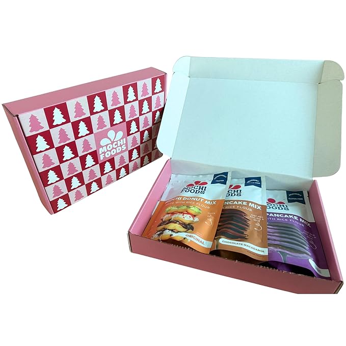 Mochi Foods Holiday Gift Set - Winter Collection Premium Rice Flour Baking Mix Collection with Mochi Donut Mix Ube Mochi Pancake Mix Chocolate Macadamia Mochi Pancake Mix 8 oz Packages (2025 Winte
