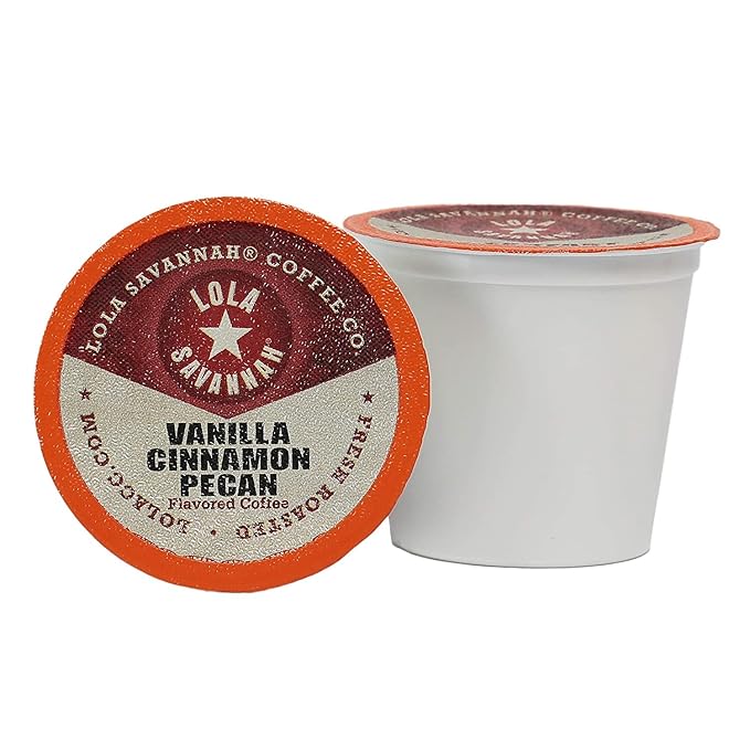 Lola Savannah Vanilla Cinnamon Pecan Caffeinated Coffee Pods Flavored Coffee in Pod Shaped Containers 100 Count