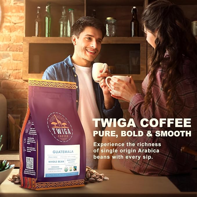 Twiga Coffee Guatemalan Coffee Beans – Premium Dark Roast Arabica Guatemala Whole Beans with Rich Chocolate Nutty &amp Orange Notes – Single Origin Whole Bean Coffee – 12 oz