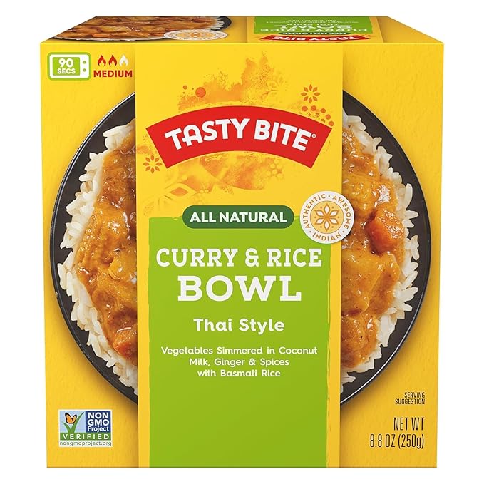 Tasty Bite Thai Style Curry &amp Rice Bowl 8.8 Ounce Pack of 6 Ready to Eat Microwaveable Vegetarian Gluten Free