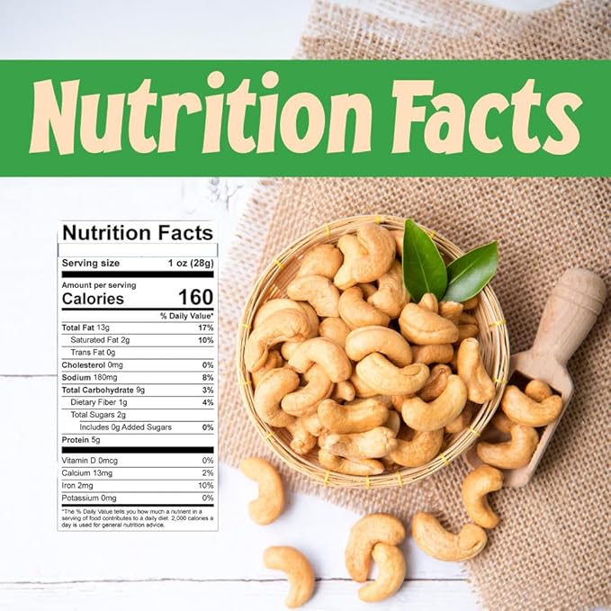 Sincerely Nuts – Large Jumbo Cashews Roasted and Salted | Five Lb. Bag | Deluxe Kosher Snack Food | Healthy Source of Protein &amp Nutritional Content | Gourmet Quality Vegan Nut