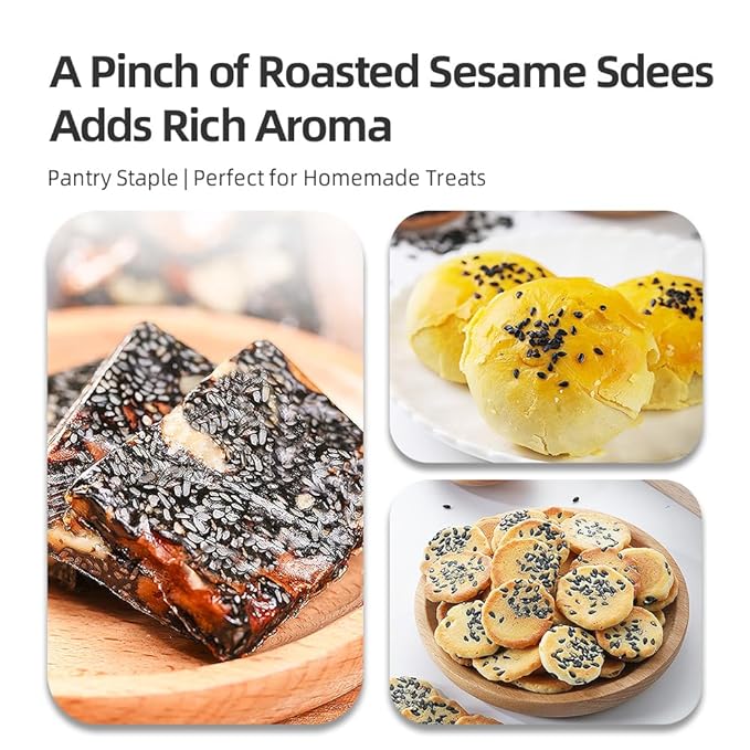 Roasted Black Sesame Seeds |crispy and delicious|Toasted Sesame Seeds|Ready-to-Eat (No Washing Needed)|PoetrySeptember Natural Farm-Fresh New Stock  Suitable For Baking Cooking | 600g / 1.3lb / 21