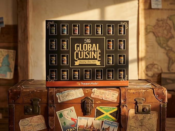 Global Spice Gift Set – 22 Gourmet Seasonings from Around the World in Plastic Jars – Premium Gift Box for Foodies Home Cooks &amp Travelers – All-Natural Small-Batch Flavorful World Spices