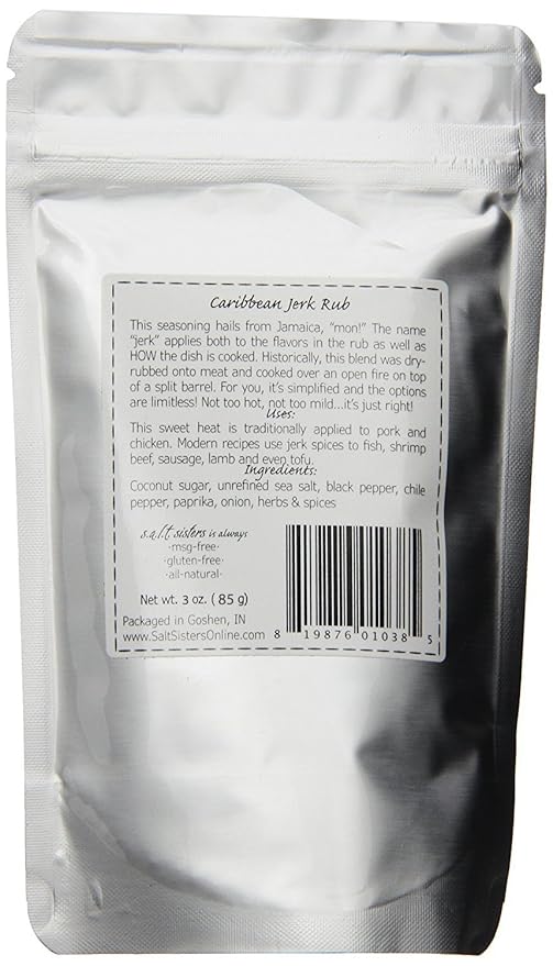 s.a.l.t. sisters Caribbean Jerk Rub &amp Seasoning (3 Ounce) | All-Natural Gluten Free MSG Free Non-GMO | Dry &amp Wet Rub Seasoning Base | Versatile Use for Chicken Wings Brisket Pulled Pork