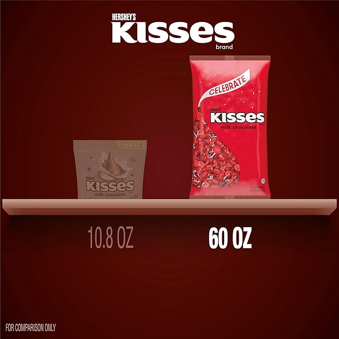 HERSHEY'S KISSES Milk Chocolate Candy Bulk Bag Great Holiday Candy and Stocking Stuffers 60 oz