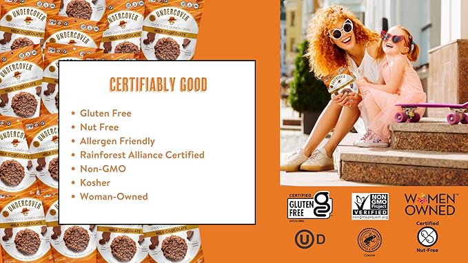 Undercover Chocolate Quinoa Crisps - Dark Chocolate + Peppermint Quinoa Crisps | 8-Pack 2oz Bags | Gluten Free Nut-Free Allergen Friendly Kosher Plant-Based