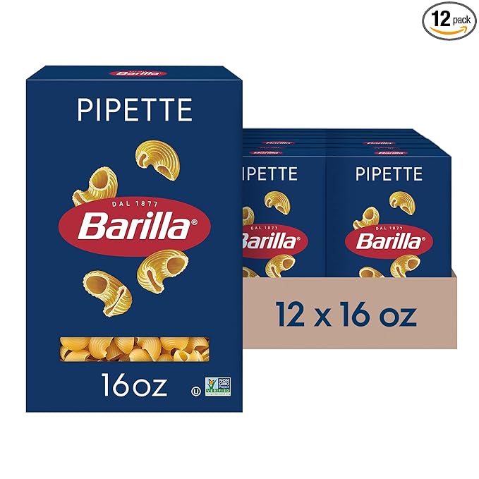 Barilla Pipette Pasta 16 oz. Box (Pack of 12) - Non-GMO Made with Durum Wheat Semolina - Kosher Certified