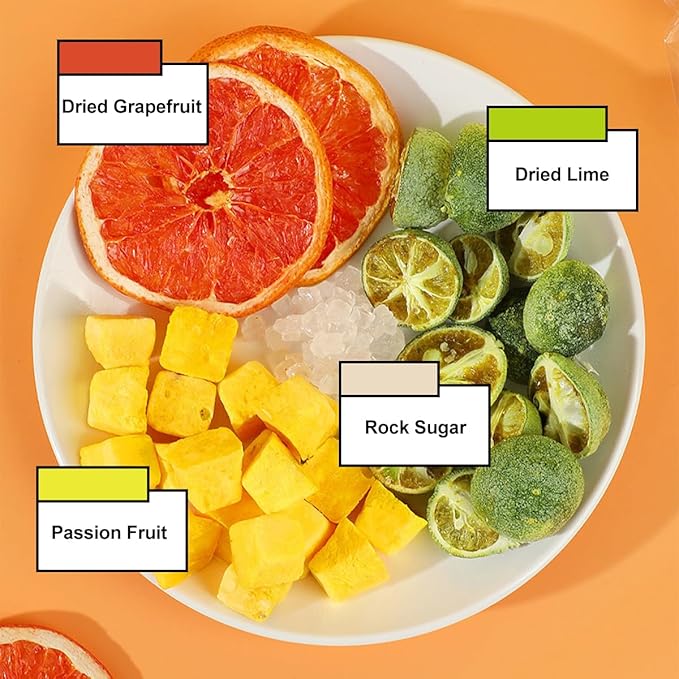 jweemax 20PCS Mixed Dried Fruit Set Original Dried Grapefruit Passion Fruit &amp Lime Kit for Holiday Birthday