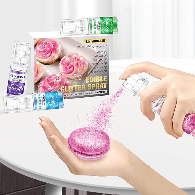 Edible Glitter Spray – Pandalab Food Grade Drink Shimmer Powder Luster Dust Spray for Cocktails Cakes Cupcakes Chocolate &amp Baking Pink Blue Green Purple 5g / Bottle