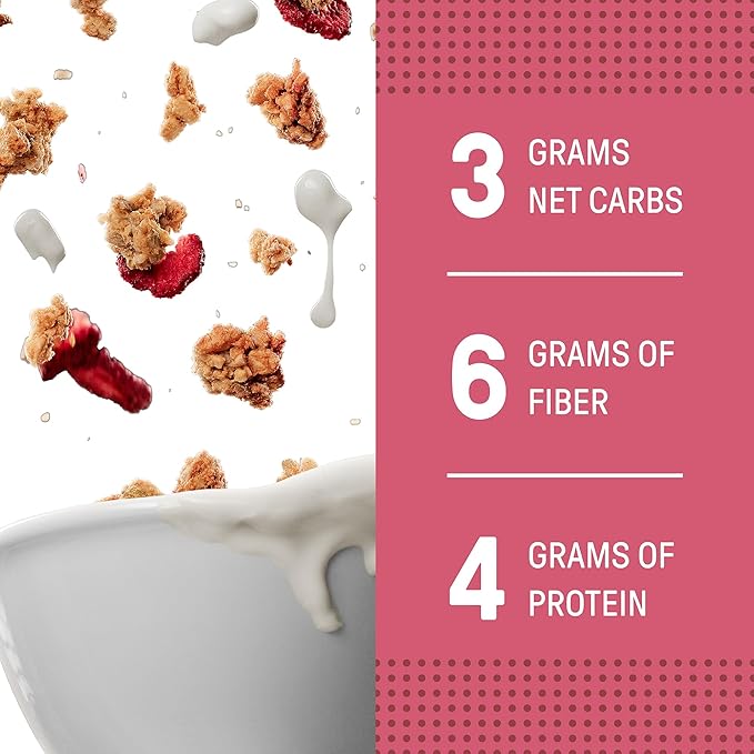 Carbonaut Gluten Free Granola Strawberry Vanilla Crisp | Keto-Certified &amp Non-GMO | Perfect Keto Granola For Cereal Yogurt or Snacking | Only 3g of Carbs Per Serving 10 oz (Pack of 6)