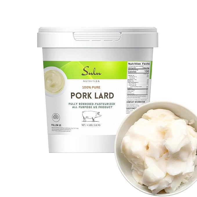 4 LBS Fully Rendered Pork Lard-Ready to Eat-All Purpose-Keto-Paleo Friendly