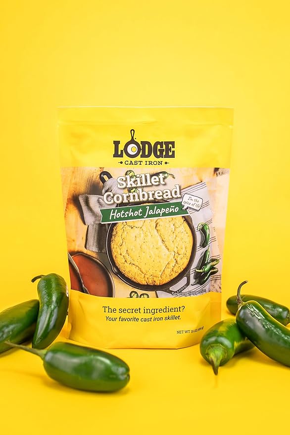 Lodge Cast Iron Skillet Cornbread - Pair with Cast Iron Skillet Wedge Pan Cornstick Pan or Muffin Pan Quality Ingredients (8 Pack) - Hotshot Jalapeño