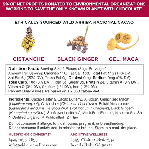 Addictive Wellness Sugar-Free Raw LOVE Chocolate 3 PACK Vegan Paleo &amp Keto- Purely Superfoods and Adaptogens