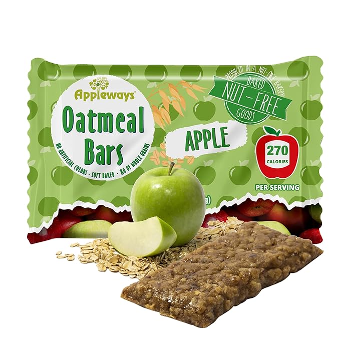 Appleways Apple Oatmeal Bars 2.4 oz 160 Count - Individually Wrapped Whole Grain Soft Baked Oat Snack Bars Healthy and Nut-Free Breakfast Bar Snacks for On the Go Made in USA (24 lbs Total)