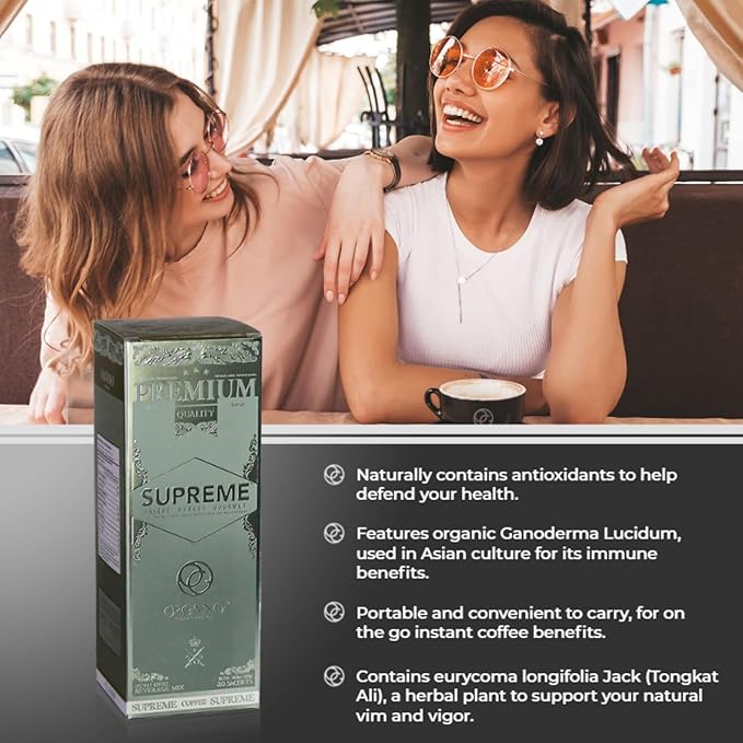 4 Boxes ORGANO Café Supreme 100% Ganoderma Lucidum with Ginseng (80 Sachets)