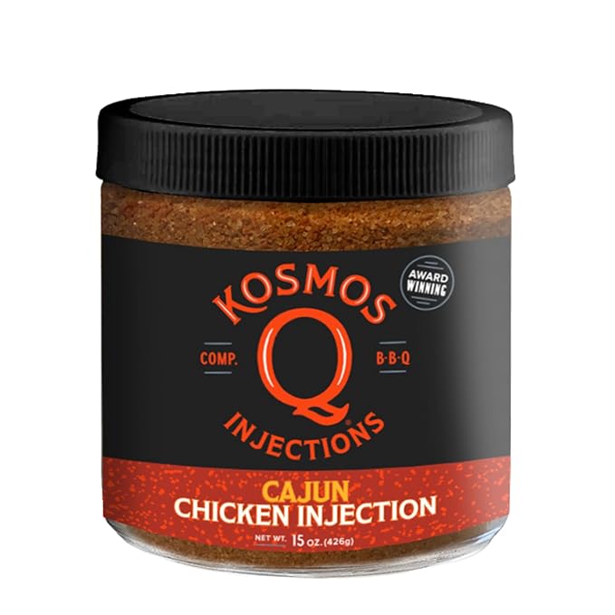 Kosmos Q Cajun Chicken Injection Award-Winning Cajun BBQ Marinade for Whole Chicken Wings Roasted and Smoked Meats Juicy Flavor with Salt &amp Spice Blend 15 Oz Jar