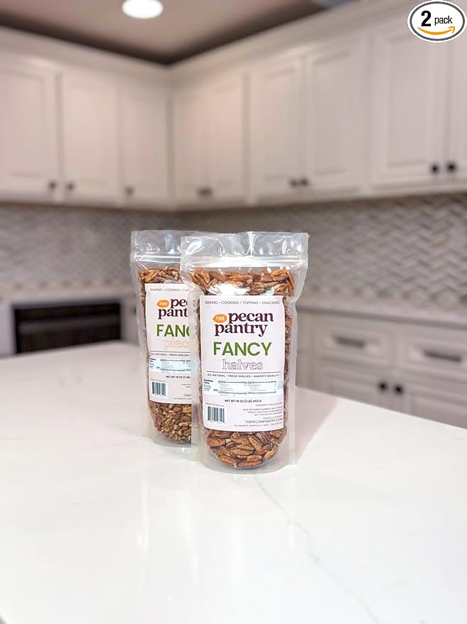 The Pecan Pantry Pantry Duo Combo Pack of Fancy Pecans - 1 x 2 lb Bag of Pecan Halves &amp 1 x 2 lb Bag of Pecan Pieces - U.S.A. Grown - Perfect for Baking Toppings and Snacking - Premium Quality &