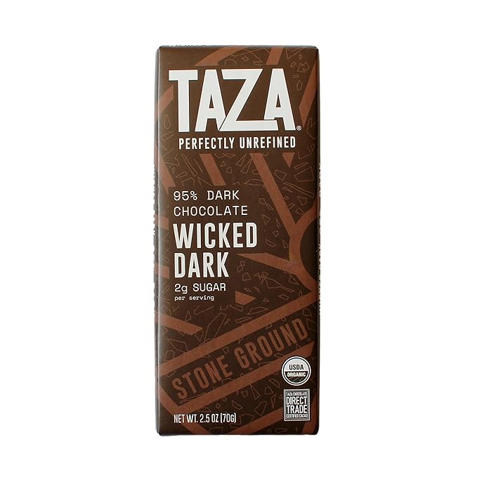 Taza Chocolate Organic Wicked Dark 95% Dark Bar Variety Pack Bundle 2.5 oz (4 count) Vegan