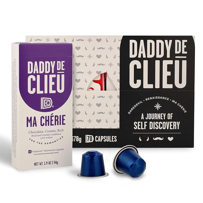 Daddy De Clieu Ma Chérie Coffee Pods (Rich &amp Chocolatey Brazil &amp Columbia Casablanca 100% Arabica Blend) Compatible with Nespresso Original Line Machines Recyclable Aluminum Capsules 70 C