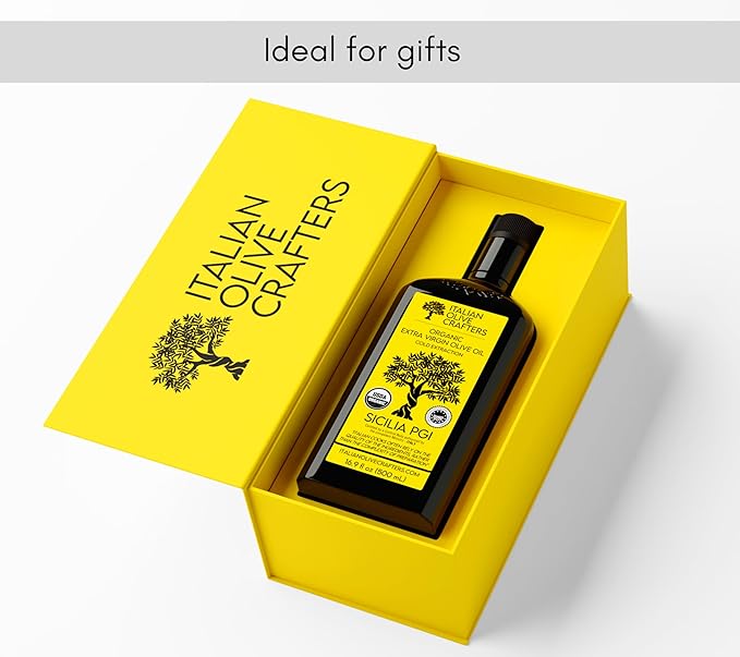 Italian Olive Crafters Polyphenol Rich Organic Extra Virgin Olive Oil 16.9 fl oz - 646 mg/kg High Polyphenols - Organic Olive Oil Extra Virgin Cold Pressed Glass Bottle
