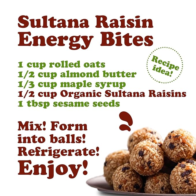 Food to Live Organic Sultana Raisins 5 Pounds - Non-GMO Unsweetened Unsulfured Lightly Coated with Organic Sunflower Oil Vegan Paleo Friendly Bulk. No Sugar Added. Vitis Vinifera Linne