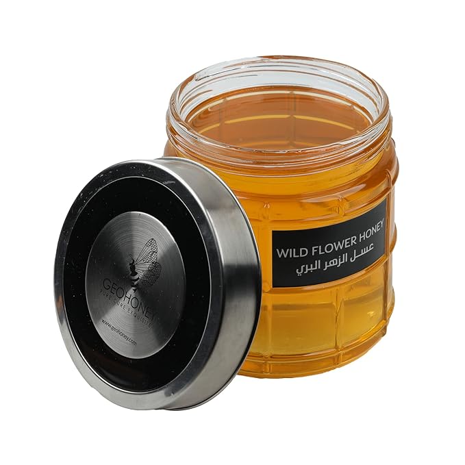 Geohoney Wild Flower Honey Premium Grade A++ 1 KG Light Brown Natural Woodsy Mint Flavor