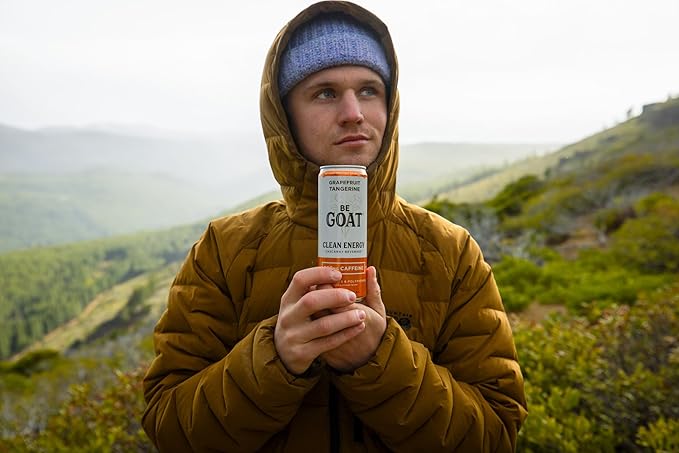 BeGOAT Clean Energy | Grapefruit Tangerine | 6 Ingredients Plant-Based Non-GMO Vegan | 200mg Natural Caffeine | 12 fl oz Cans (Pack of 12)
