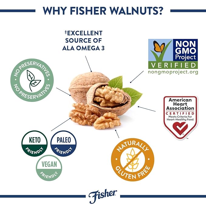 Fisher Chef's Naturals Pecan Halves 24 oz (1 pack) + Fisher Chef's Naturals Walnut Halves &amp Pieces 2 lb (1 pack)