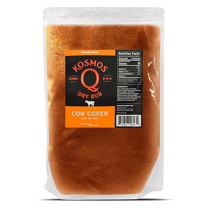 Kosmos Q BBQ Grill Spices and Seasonings Set - 8 Flavor Variety BBQ Rub Seasoning Gift Set for Barbecues Grilling and Smoking - 16 oz Bags of Dry Rub - Includes Cow Cover Dirty Bird SPG and More