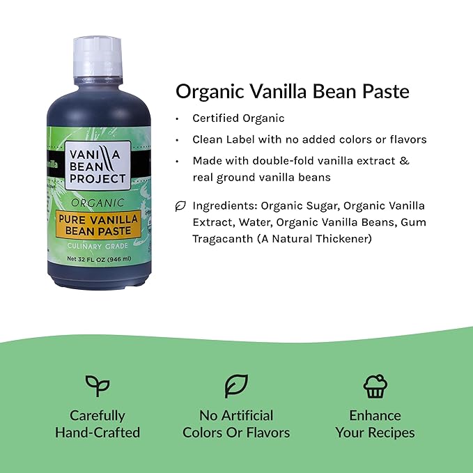 Organic Vanilla Bean Paste | Baking Necessity | Pure Vanilla for Cooking | Vanilla Bean Project | 4 Ounces