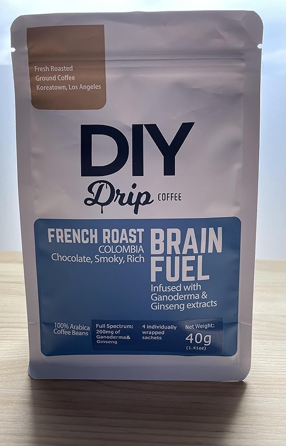 DIY Drip Coffee Brain Fuel French Roast Colombia Single Serve - 5 PACKS x 4 200gram $1.50 per serving. BUY 2 QTY OR MORE GET $5 REBATE. NO ACTION REQUIRED
