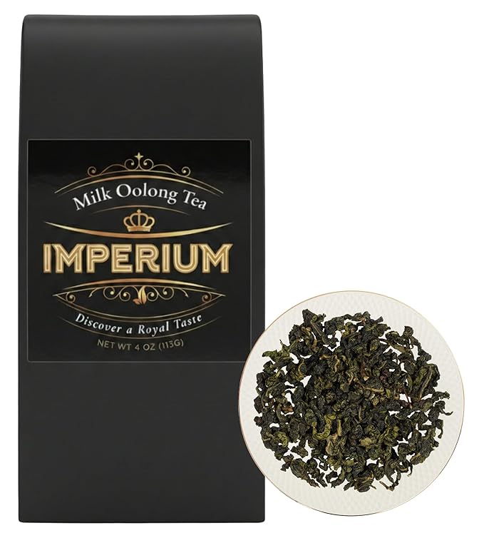 Imperium Milk Oolong Tea Loose Leaf (4oz) Hand-Picked Premium Chinese Oolong Brews 100 Cups Natural Beverage for Everyday Serenity Velvety Smoothness and Creamy Undertones Transcendent Taste