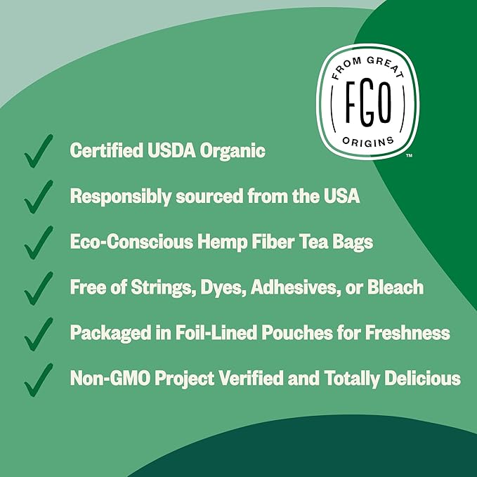 FGO Organic Peppermint Tea 100 Count Eco-Conscious Tea Bags Caffeine Free Packaging May Vary (Pack of 1)