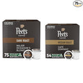Peet's Coffee Medium and Dark Roast Keurig K-Cup Pods Bundle - Café Domingo 54 Count and Major Dickason's Blend 75 Count