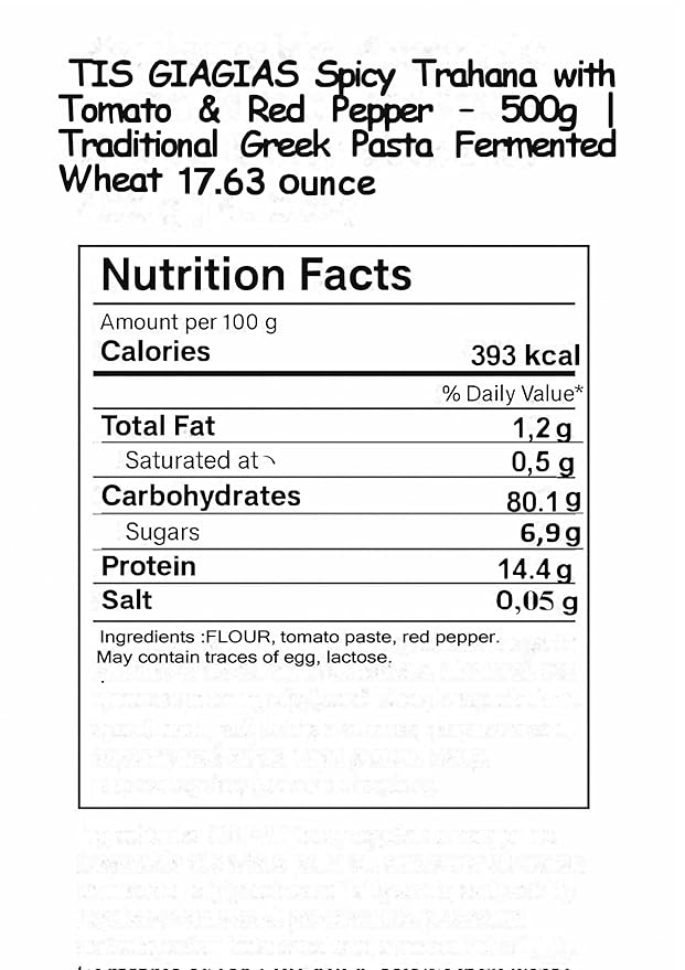 TIS GIAGIAS Spicy Trahana with Tomato &amp Red Pepper – 500g | Traditional Greek Pasta Fermented Wheat