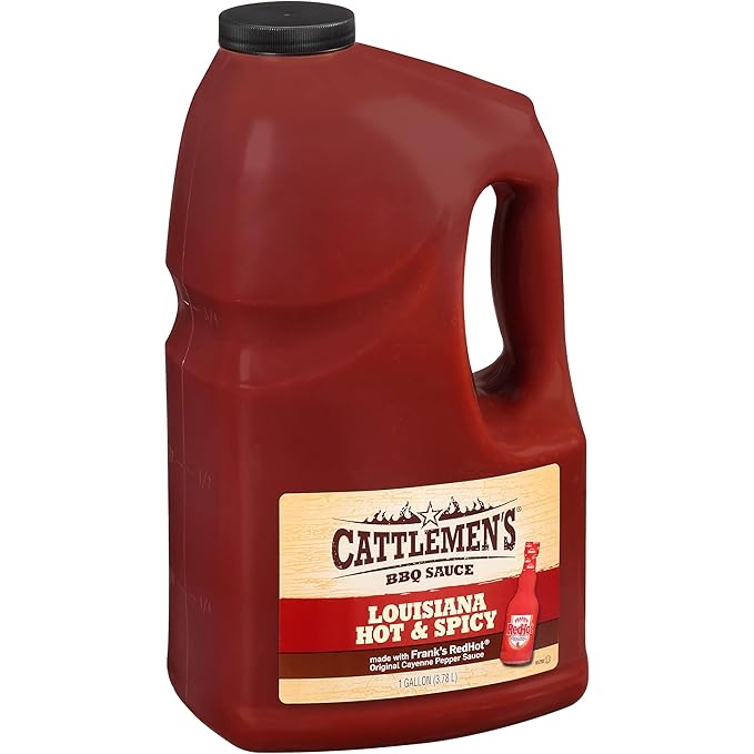 Cattlemen's Louisiana Hot &amp Spicy BBQ Sauce 1 gal - One Gallon Container of Spicy Barbeque Sauce Made with Ripe Tomatoes Best on Shrimp Chicken Tacos Meatballs and More