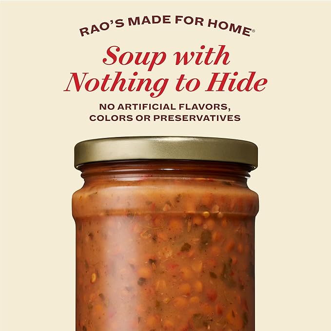 Rao's Homemade Italian Style Slow Simmered Soup Lentil 16 Ounce (Pack of 6)