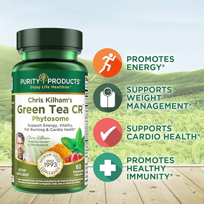 Purity Products Green Tea CR w/Phytosome Technology for Boosted Bioavailability from Chris Kilham 60 Capsules