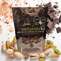 LAMONTAGNE Milk Chocolate Covered Sea Salt Pistachios with Pink Himalayan Salt 17.68 Ounce (500 g) + NAJD LLC Sticker + Reusable Ice Packs.