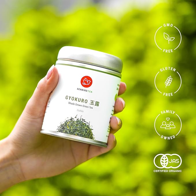Senbird Premium Gyokuro - Japanese Shade Grown Green Tea - From Kyoto Japan - Imperial Loose Leaf Green Tea In Airtight Tea Tin (1.76oz/50g) (Mikado)