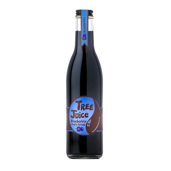 Tree Juice Blueberry Maple Syrup | 100% Pure Grade A Maple Syrup | All Natural Non GMO Vegan Gluten Free Vegetarian Paleo | 12 Ounce Bottle
