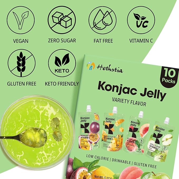 Hethstia Protein Ramen Cup &amp Konjac Jelly Bundle – 32g Plant Protein Spicy Kimchi Ramen Soup with Drinkable Konjac Jelly Variety Vegan Low Calorie On-the-Go Healthy Meal &amp Snack Combo