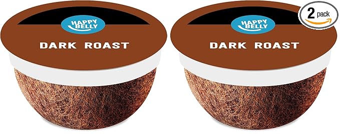 Amazon Brand - Happy Belly Dark Roast Compostable Coffee Pods Compatible with K-Cup Brewer 96 Count (Pack of 2)