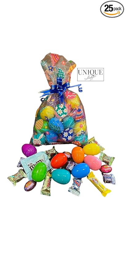 Pre-filled Plastic Easter Eggs Chocolate Candy Basket Stuffers Hershey MM Mars 25ct