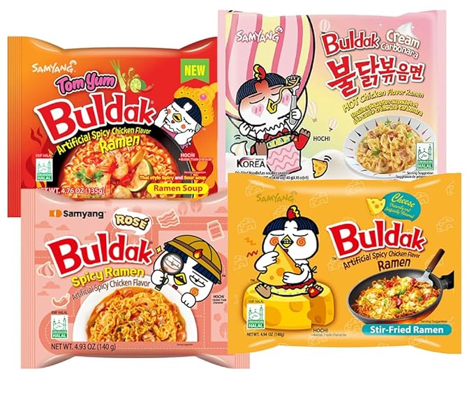 Samyang Spicy Hot Chicken Ramen 11 Flavor Variety Pack - FREE Chopsticks - Korean Buldak Ramen Noodles (11 Pack)