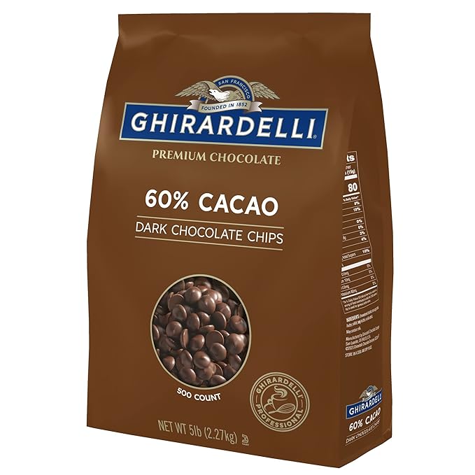 Ghirardelli Chocolate Company 60% Cacao Dark Chocolate Chips 5lb. Bag (Pack of 1)