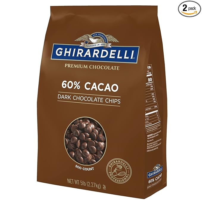 Ghirardelli Chocolate Company 60% Cacao Dark Chocolate Chips 5lb (Pack of 2)