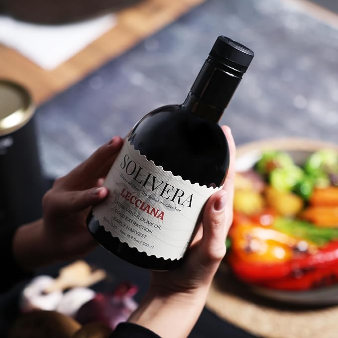 Solivera Lecciana Extra Virgin Olive Oil Cold Pressed Floral &amp Balanced 400+ High Polyphenols Gourmet &amp Healthy Organic Oil First Harvest Single-Origin Hand Picked Olive Oil
